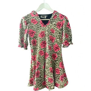 Bubble boutique hooded Vintage Couture cheetah rose dress size 10